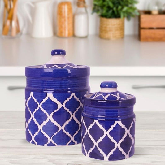 Radian Blue Color Ceramic Kitchen Jar | Set Of 2 Default Title