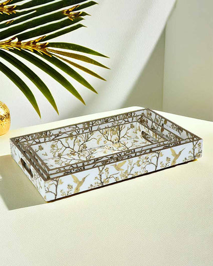 Golden Hummingbird & Floral Branch Tray | Set of 3