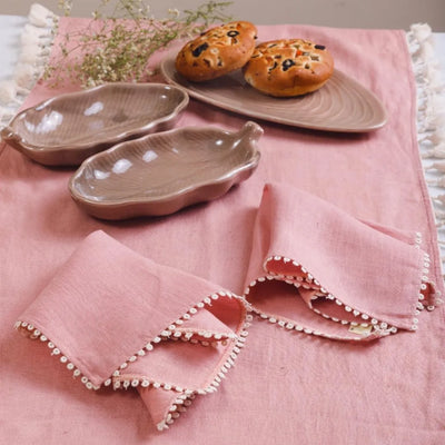 Pastel Pink with Tassle Lace Hemp Table Runner | 18x55 Inches