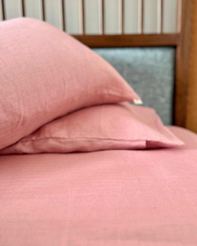 Bhinasaar King Size Pastel Pink Hemp Bedsheet Set | 120 x 112 inches