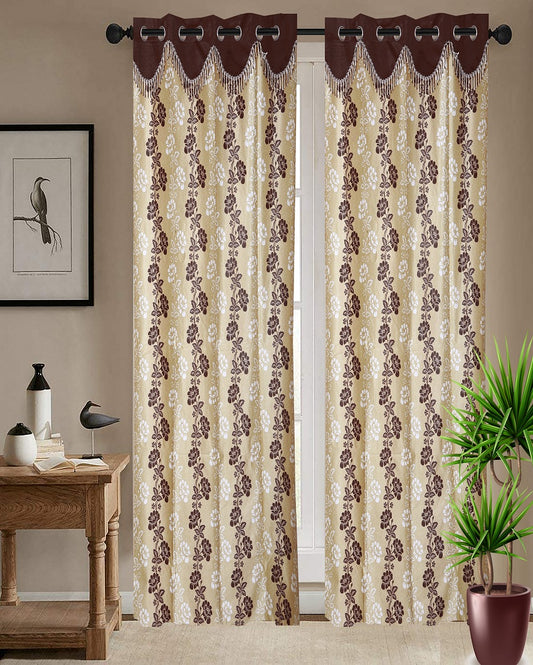 Printed Polyester Door Curtains | Set of 2 | 7 Feet