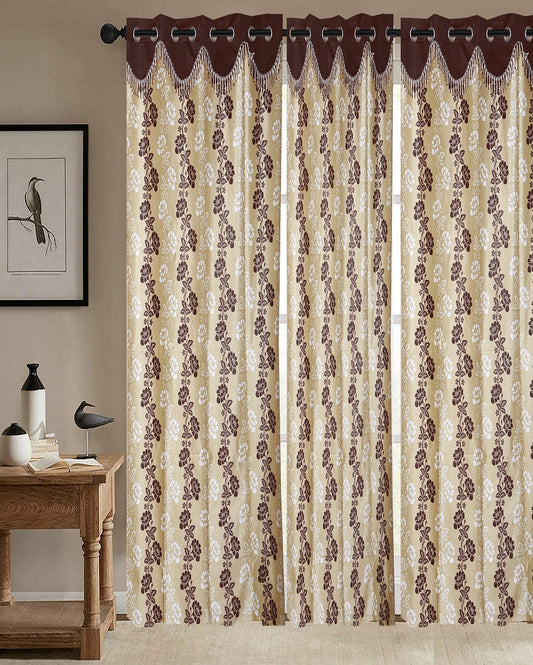 Printed Polyester Door Curtains | Set of 3 | 7 Feet