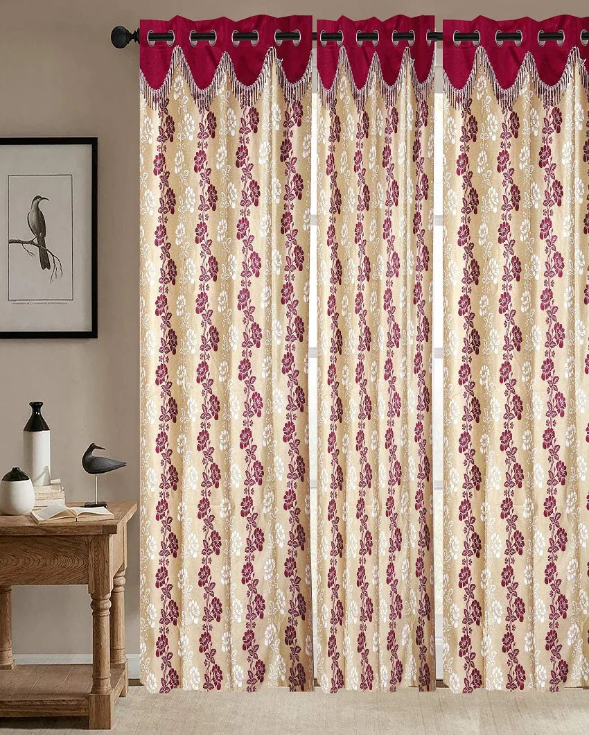 Printed Polyester Door Curtains | Multiple Colors | Set of 3 |  49 x 84 inches (7 feet)