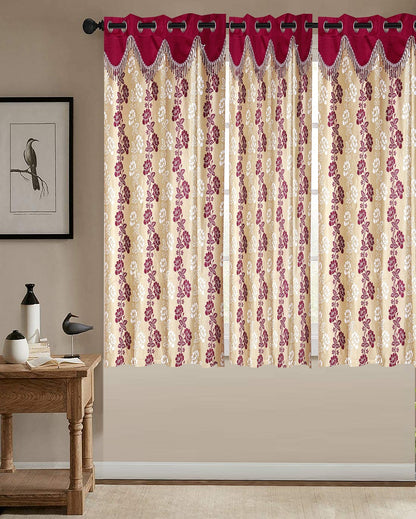 Polyester Printed Window Curtains | Multiple Colors | Set of 3 |  48 x 60 inches (5 feet)