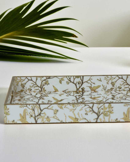 Golden Hummingbird & Floral Branch Tray | Set of 3