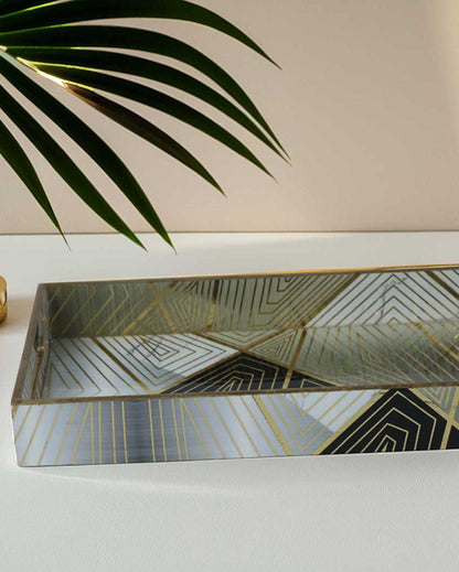 Gilded Mirage Geometric Tray Set | Set of 3