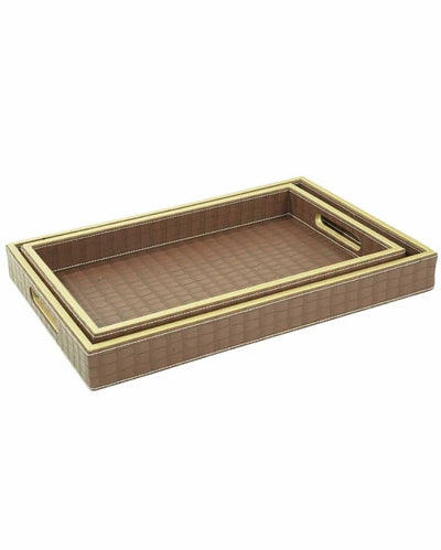 Piece Decorative Organizer Trays with Cutout Handles | Set of 2