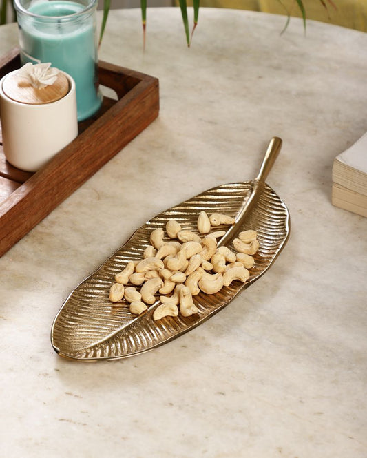 Banana Gold Serving Leaf Tray Platter