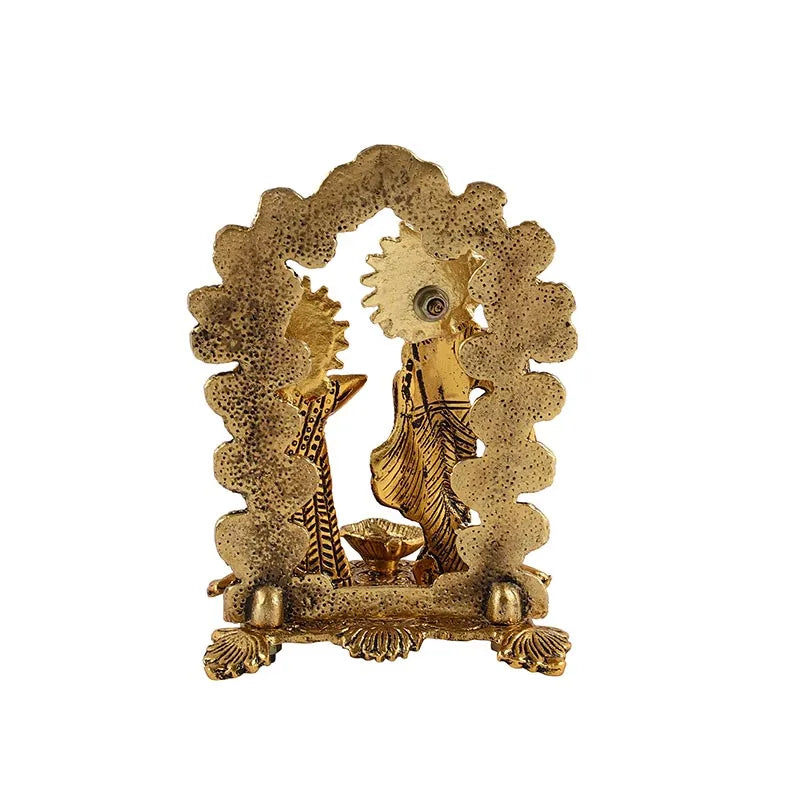 Radha Krishna Ji Metal Showpiece With Diya Default Title