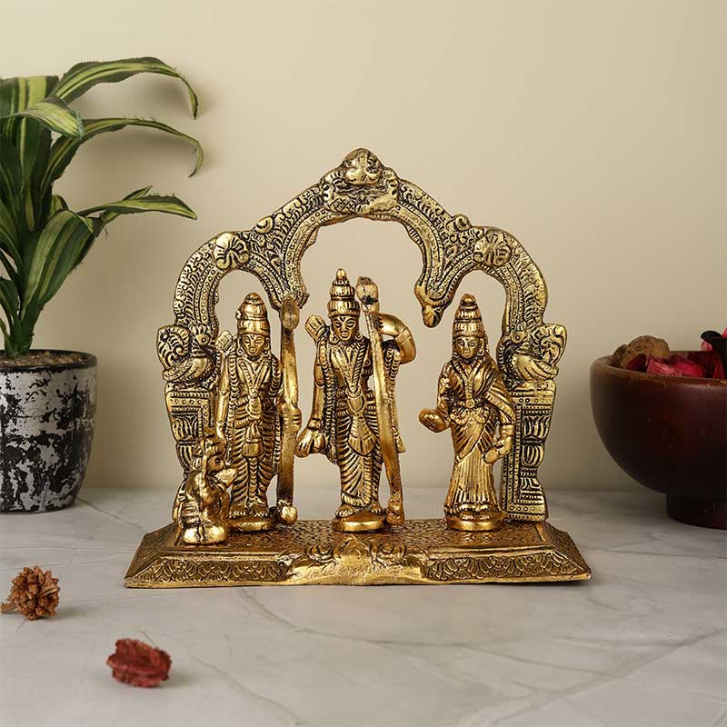 Lord Ram Darbar With Sita Laxman And Hanuman Ji Metal Showpiece Default Title