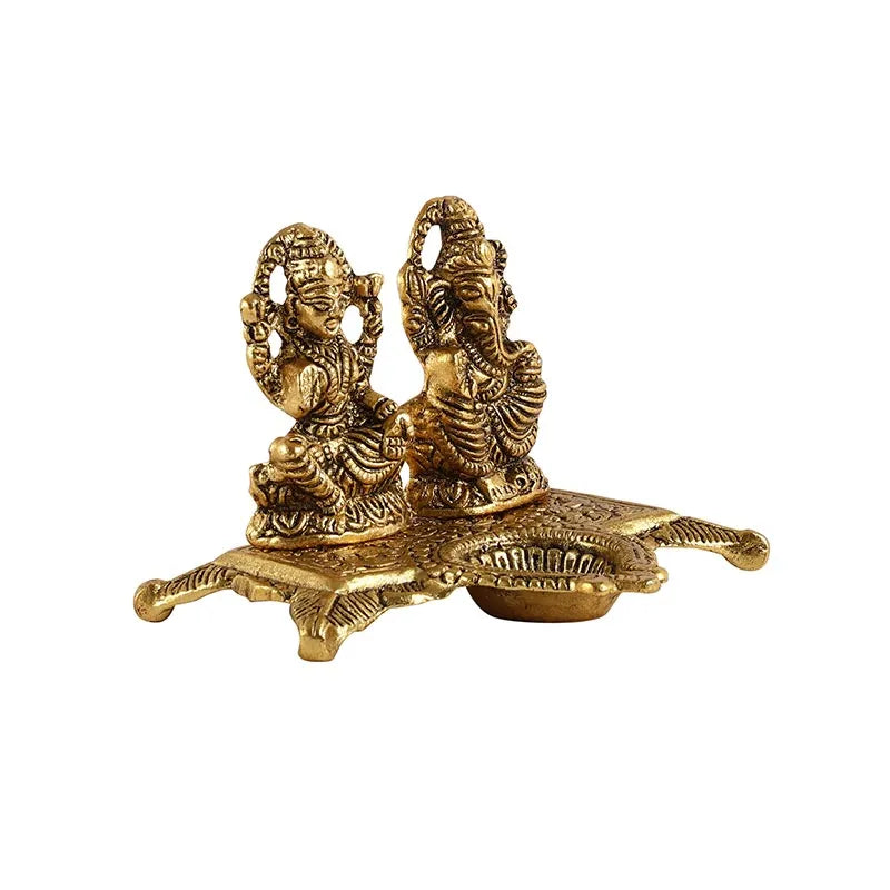 Goddess Metal Laxmi Ganesh Ji Chowki Diya Default Title