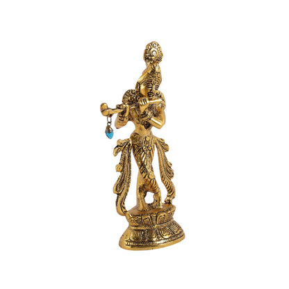 Lord Krishna Metal Statues Playing Flute Default Title
