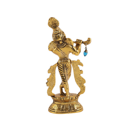 Lord Krishna Metal Statues Playing Flute Default Title