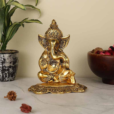 Lord Ganesha Idol Metal Showpiece Default Title