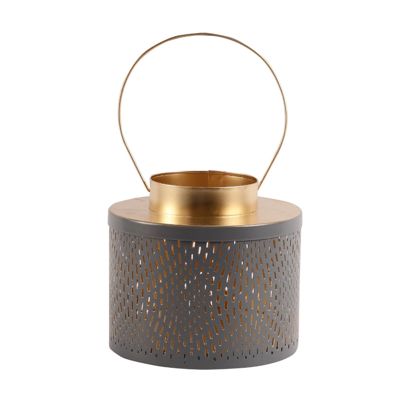 Grey Gold Modern Decorative Lantern Candle Holder Default Title