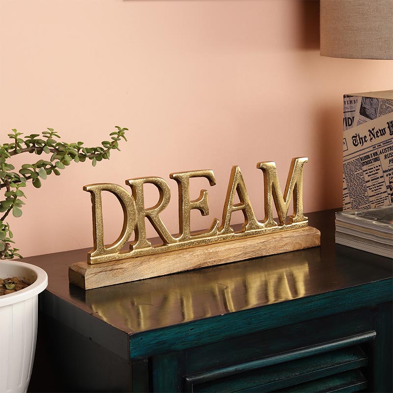 Satisha Metal FreeStanding Tabletop Dream Sign | Multiple Colors Gold