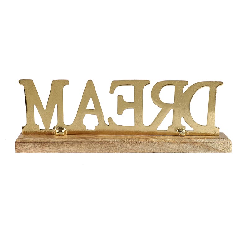 Satisha Metal FreeStanding Tabletop Dream Sign | Multiple Colors Gold