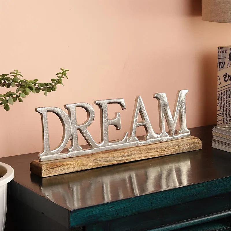 Satisha Metal FreeStanding Tabletop Dream Sign | Multiple Colors Silver