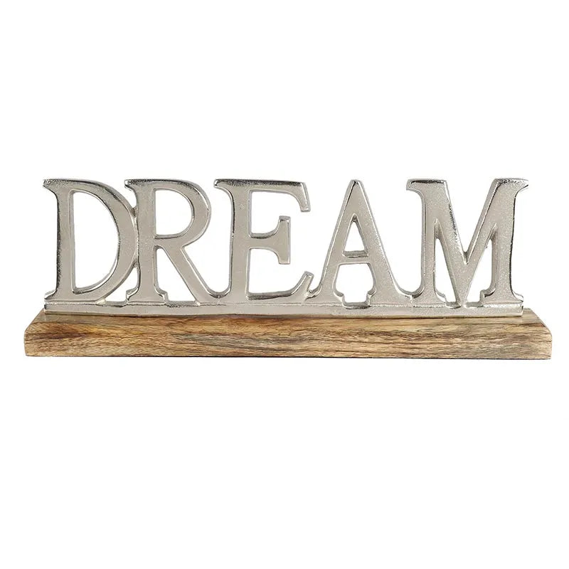 Satisha Metal FreeStanding Tabletop Dream Sign | Multiple Colors Silver