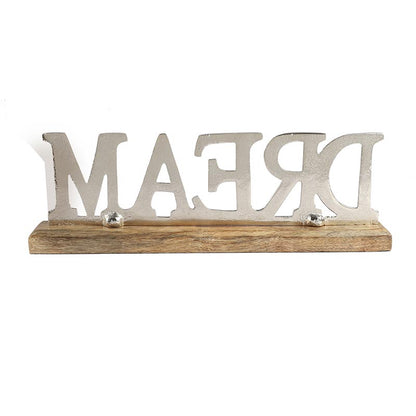 Satisha Metal FreeStanding Tabletop Dream Sign | Multiple Colors Silver