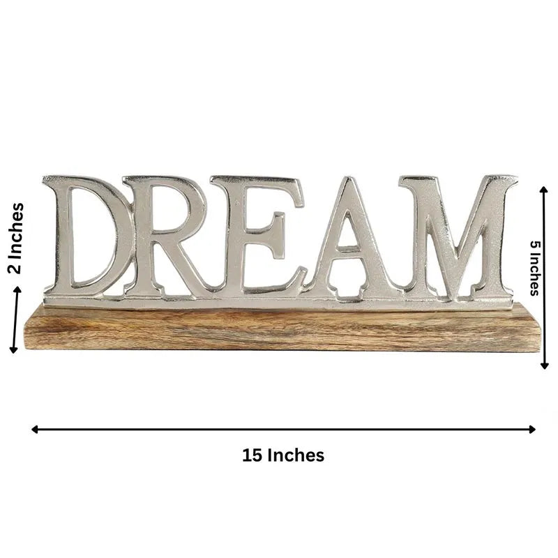 Satisha Metal FreeStanding Tabletop Dream Sign | Multiple Colors Silver