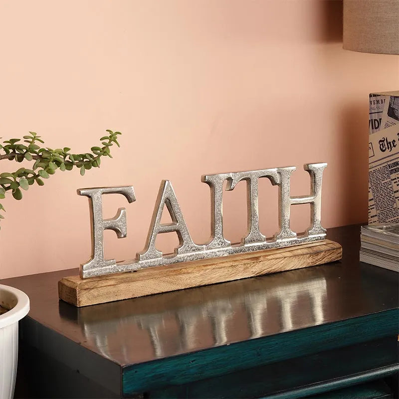 Sorrel Metal FreeStanding Tabletop Faith Sign | Multiple Colors Silver