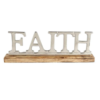 Sorrel Metal FreeStanding Tabletop Faith Sign | Multiple Colors Silver