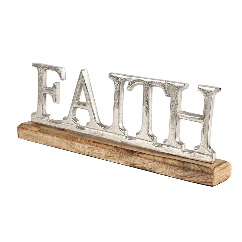 Sorrel Metal FreeStanding Tabletop Faith Sign | Multiple Colors Silver