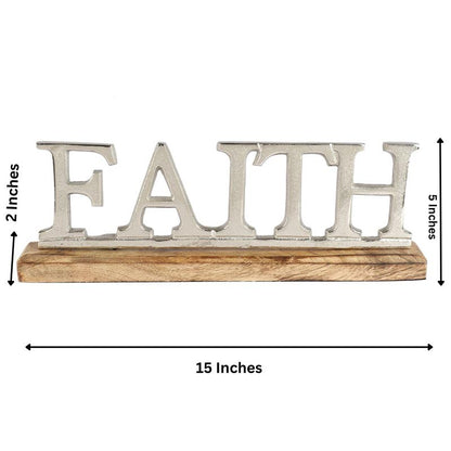 Sorrel Metal FreeStanding Tabletop Faith Sign | Multiple Colors Silver