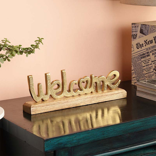 Satine Metal FreeStanding Tabletop Welcome Sign | Multiple Colors Gold