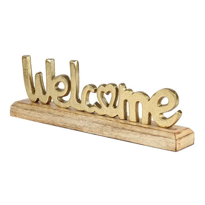 Satine Metal FreeStanding Tabletop Welcome Sign | Multiple Colors Gold