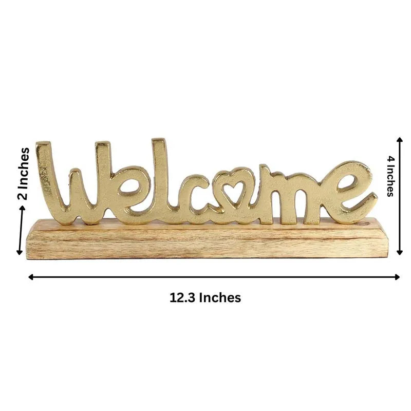 Satine Metal FreeStanding Tabletop Welcome Sign | Multiple Colors Gold