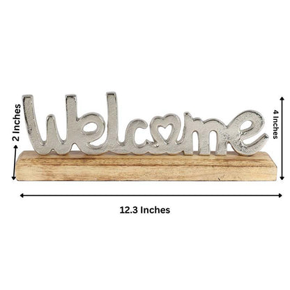 Satine Metal FreeStanding Tabletop Welcome Sign | Multiple Colors Silver