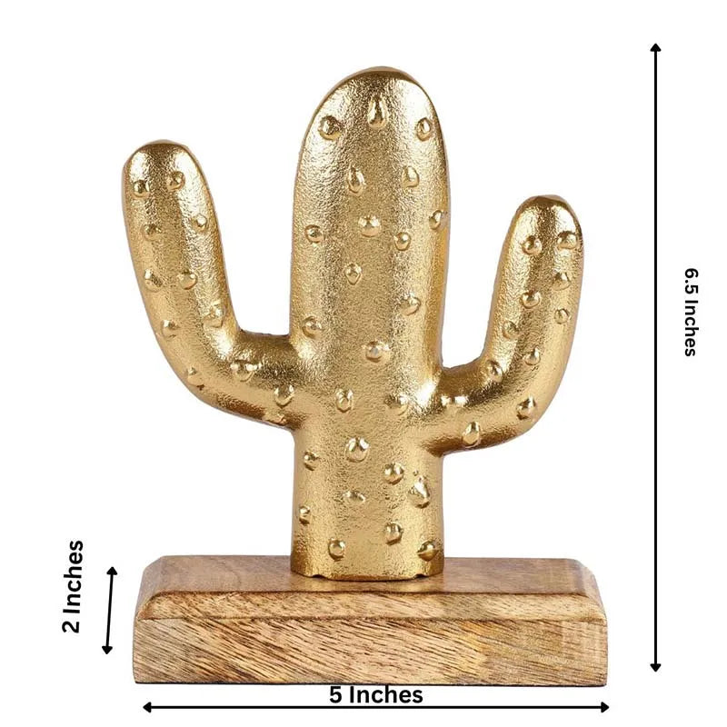 Cactus Decor Showpiece | Multiple colors Gold