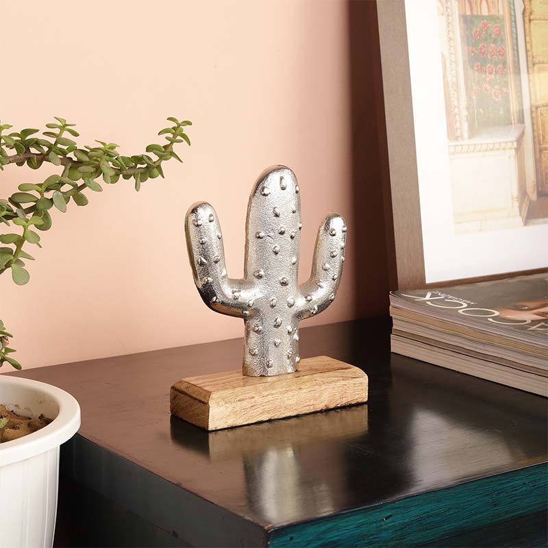 Cactus Decor Showpiece | Multiple colors Silver