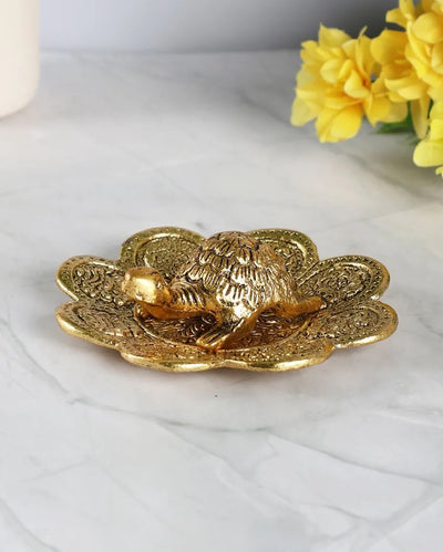 Metal Tortoise Turtle On Plate Vastu Statue