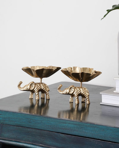 Elephant Tealight Holders | Set of 2 | 4 x 3 inches