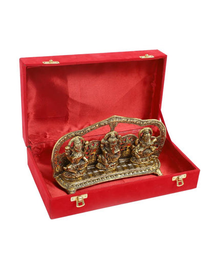 Laxmi Ganesh Saraswati Idol with Velvet Gift Box | 10 x 2 x 5 inches