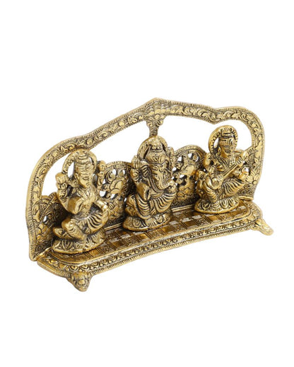 Laxmi Ganesh Saraswati Idol with Velvet Gift Box | 10 x 2 x 5 inches