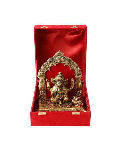 Gleaming Lord Ganesh Idol with Velvet Gift Box | 8 x 4 x 9 inches