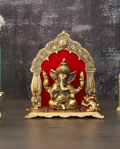 Gleaming Lord Ganesh Idol with Velvet Gift Box | 8 x 4 x 9 inches