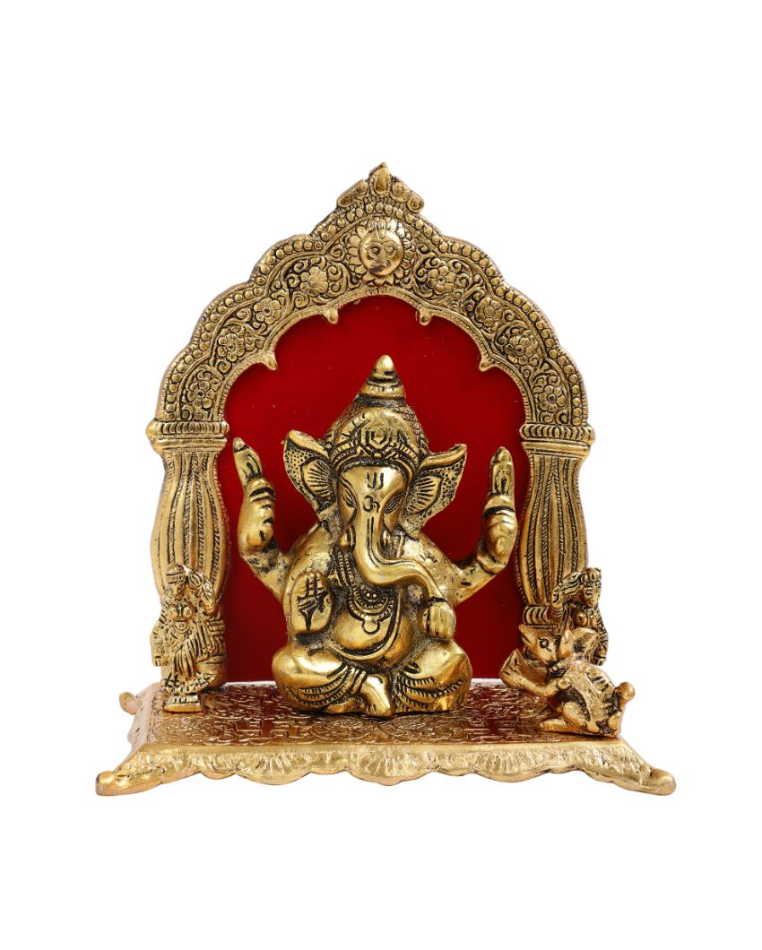 Gleaming Lord Ganesh Idol with Velvet Gift Box | 8 x 4 x 9 inches