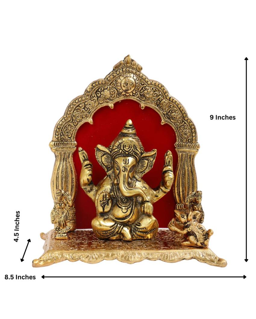 Gleaming Lord Ganesh Idol with Velvet Gift Box | 8 x 4 x 9 inches