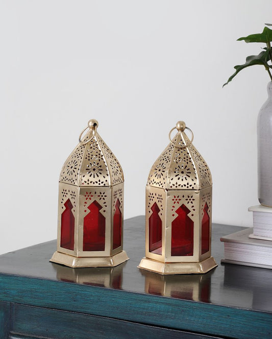 Morrocan Iron Lantern | Set of 2 | 3 x 6 inches