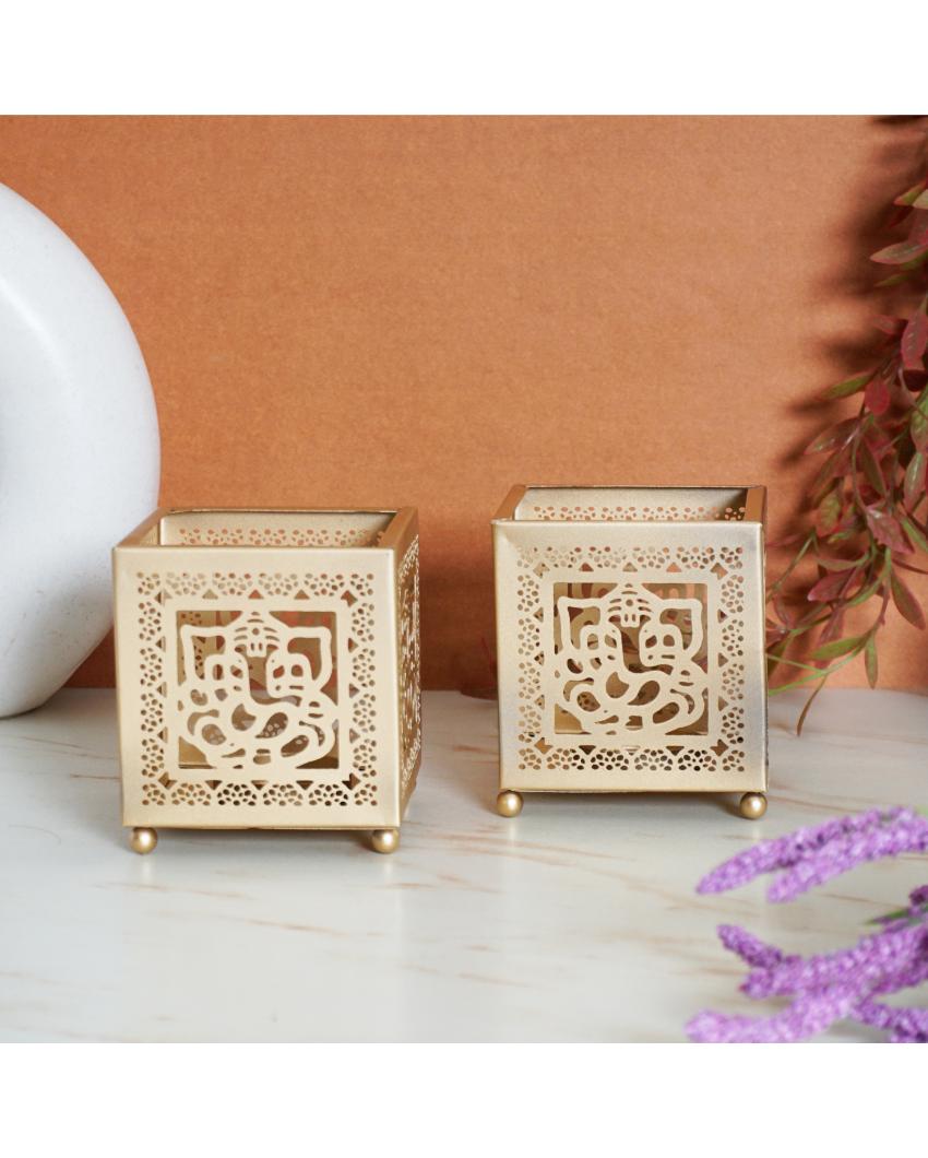 Lord Ganesh Tealight Votive Candle Holder | Set of 2