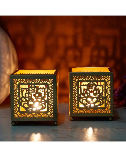 Lord Ganesh Tealight Votive Candle Holder | Set of 2