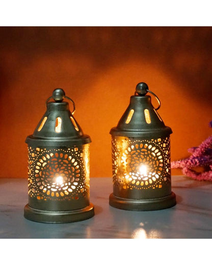 Iron Lantern Tealight Candle Holder | Set of 2