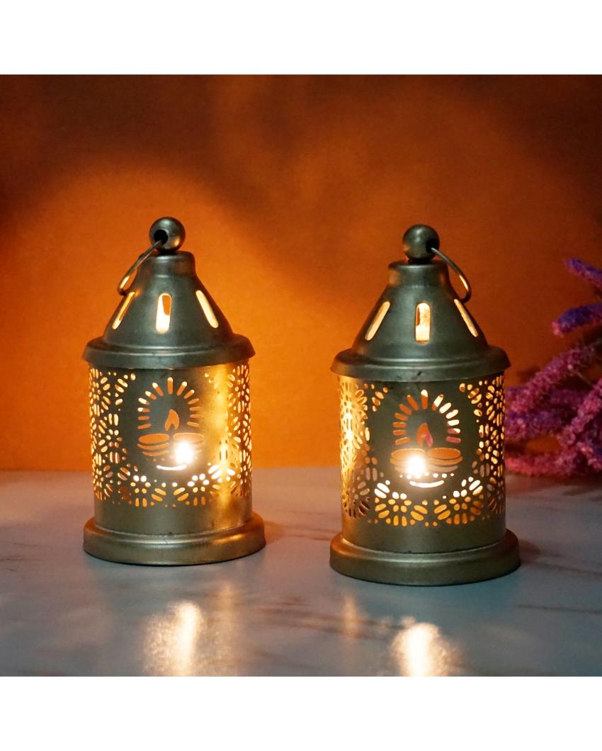 Elegant Lantern Tealight Candle Holder | Set of 2 | 2 x 4 inches