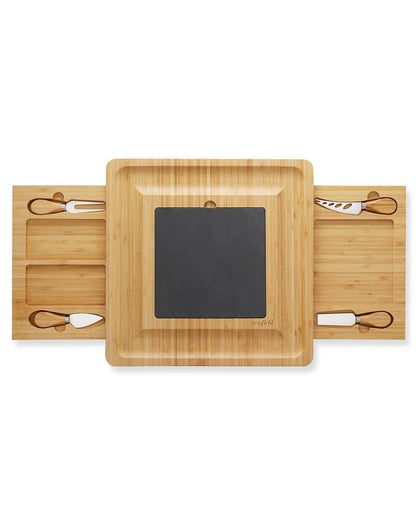 Slide Drawer Cheese Board With Knife | 14 x 14 x 3 inches