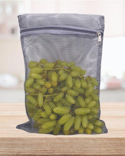 Reusable Mesh Fridge Organiser Grey Vegetable Bags | Pack of 6